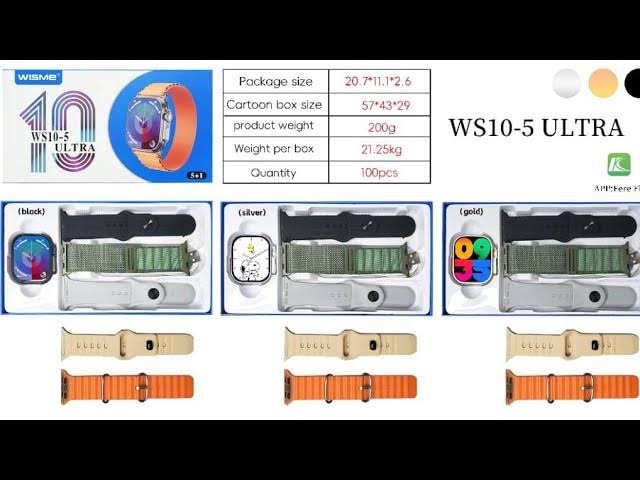 wisme ws10 _5 ultra smart watch with 5 straps wireless