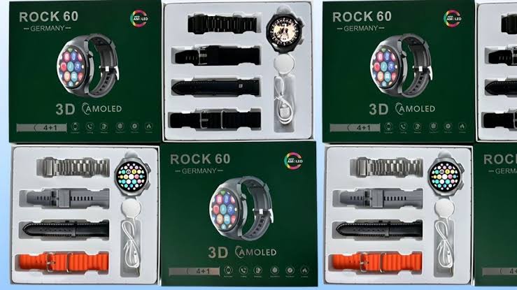 ROCK 60 GERMANY SMART WATCH WITH FOUR STRAPS WIRELESS CHARGING