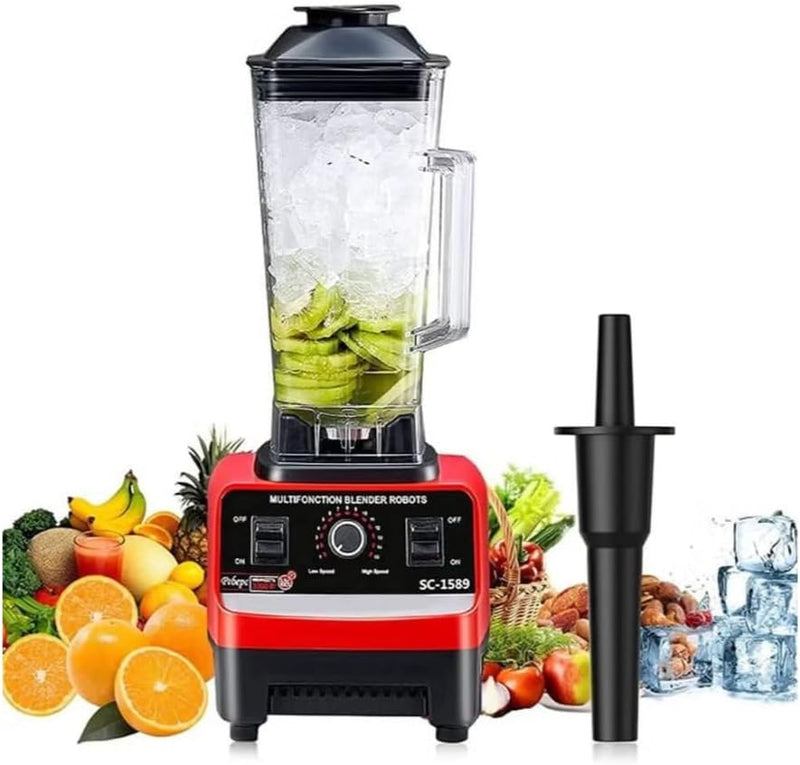 Commercial Grade 4500W Blender Silver Crust 2-in-1 Juicer Mixer Multifunctional Smoothie Maker Grinder Stainless Steel Blades Dishwasher Safe High-Powered Performance Heavy Duty Kitchen Blender