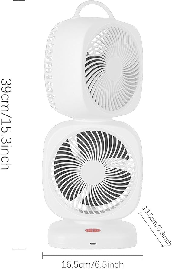 Small Bedside Fan - Dual Head Tower Fan Portable Desk Fan - Small Room Cooling Fan with 350 Degrees Oscillation for Tabletop, Camping, 5 Speed Settings