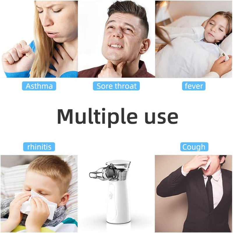 Nebulizer,Portable Mini Vaporizers Handheld Atomizers for Adults and Children,Ultrasonic Humidifier for Home and Travel Use, Steam Mesh Inhalators (01 White-With Self Clean Function)