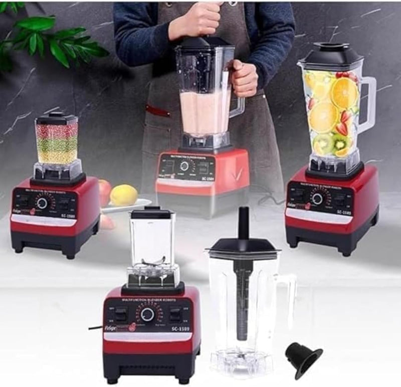 Commercial Grade 4500W Blender Silver Crust 2-in-1 Juicer Mixer Multifunctional Smoothie Maker Grinder Stainless Steel Blades Dishwasher Safe High-Powered Performance Heavy Duty Kitchen Blender