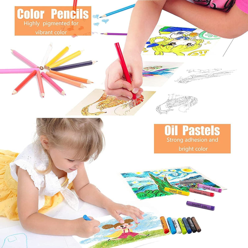 Kids Art Drawing Crayon 150 Color Set for Kids Case Art and Craft Supplies Drawing and Painting Set Great Gift