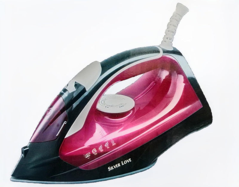 SILVER LOVE CY-268 DRY &amp; STEAM IRON WITH CERAMIC SOLEPLATE – SELF-CLEANING, VERTICAL STEAM, 350ML WATER TANK