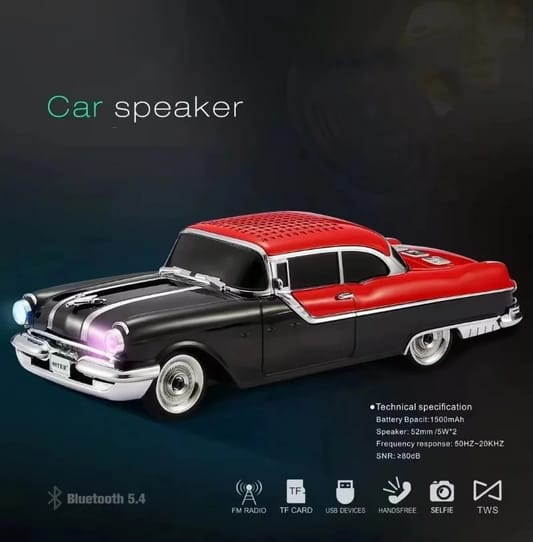 Audiobox  Bel Air Retro Ride Bluetooth Car Speaker &amp; FM Radio | with USB, SD, AUX Input for Office, Home, Garage&nbsp;